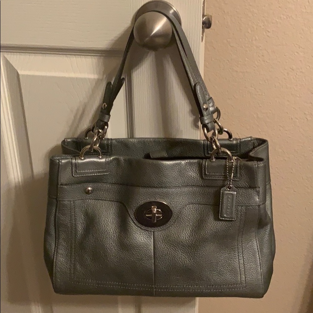 Coach silver tote